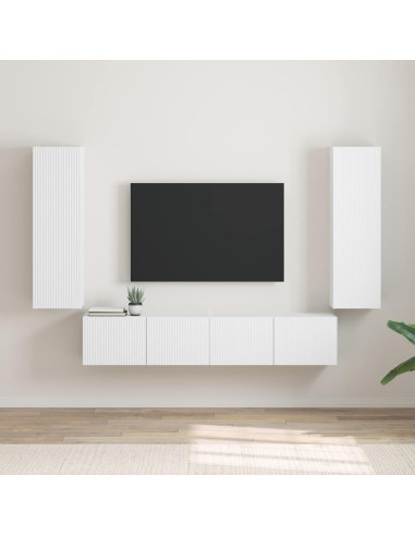 Mobile TV da parete 2 pcs Bianco 30 x 31 x 100 cm