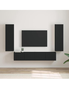 Mobile TV da parete 2 pcs Nero 30 x 31 x 100 cm