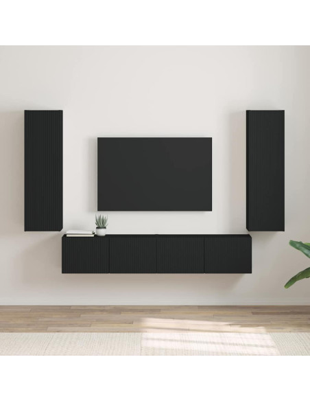 Mobile TV da parete 2 pcs Nero 30 x 31 x 100 cm