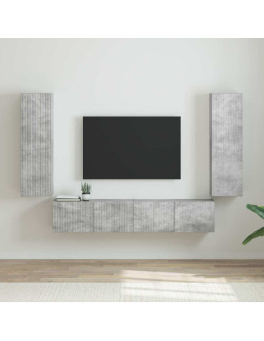 Mobile TV da parete 2 pcs Calcestruzzo 30 x 31 x 100 cm