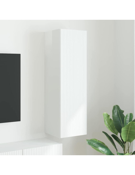 Mobile TV da parete Bianco Lucido 30 x 31 x 100 cm