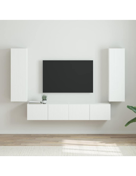 Mobile TV da parete 2 pcs Bianco Lucido 30 x 31 x 100 cm