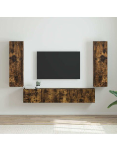 Mobile TV da parete 2 pcs Rovere fumé 30 x 31 x 100 cm