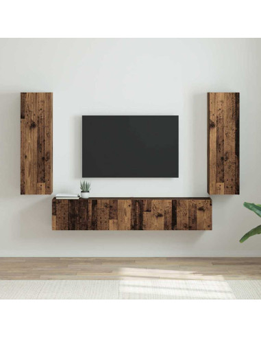 Mobile TV da parete 2 pcs Legno vecchio 30 x 31 x 100 cm