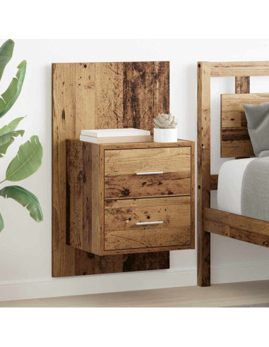 Mobiletto da comodino a parete con cassetto 2 pcs Legno vecchio