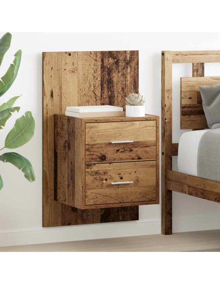 Mobiletto da comodino a parete con cassetto 2 pcs Legno vecchio