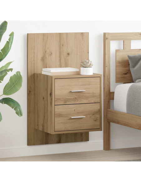 Mobiletto da comodino a parete 2 pcs Rovere artigianale