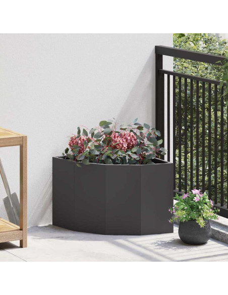 Vaso d'angolo Nero 45 x 45 x 35 cm Acciaio