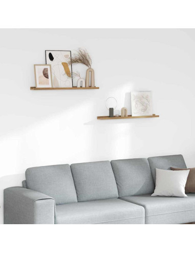 Scaffale da parete con lo scaffale 2 pcs Marrone 80 x 9 x 3 cm
