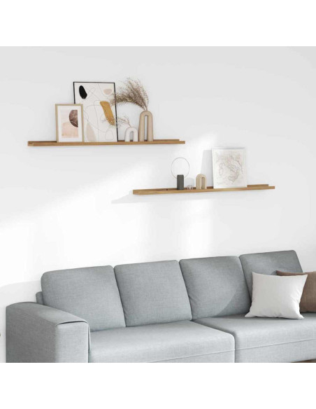 Scaffale da parete con lo scaffale 2 pcs Marrone 115 x 9 x 3 cm