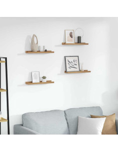 Scaffale da parete con lo scaffale 4 pcs Marrone 40 x 9 x 3 cm