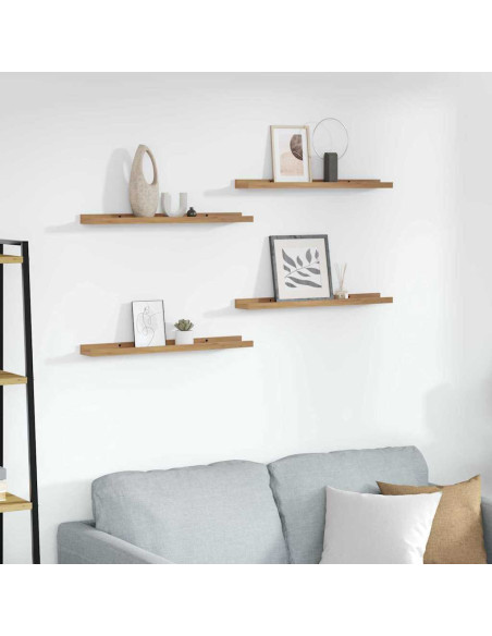 Scaffale da parete con lo scaffale 4 pcs Marrone 60 x 9 x 3 cm