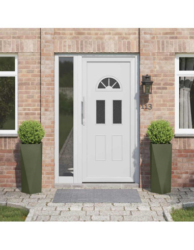 Fioriera 2 pcs Verde oliva 30 x 30 x 75 cm Acciaio