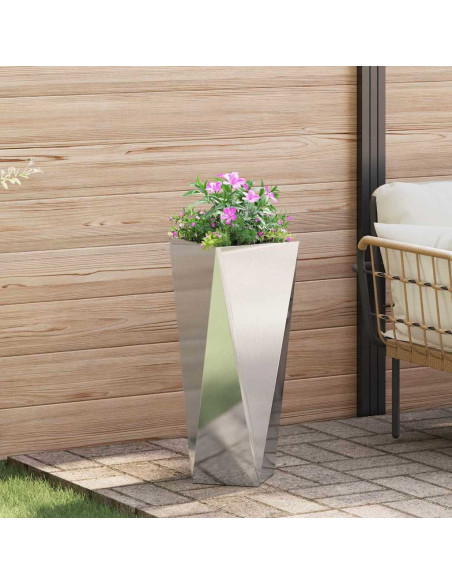 Fioriera Argento 30 x 30 x 75 cm Acciaio inossidabile