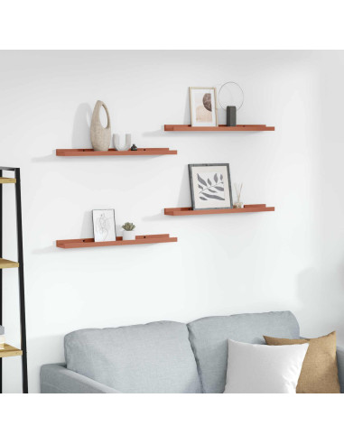 Scaffale da parete 4 pcs Rosso 60 x 9 x 3 cm Legno multistrato