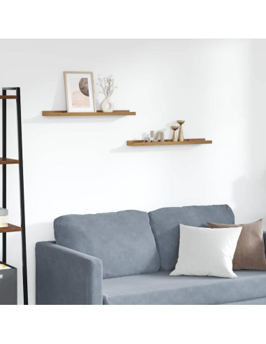 Scaffale da parete con lo scaffale 2 pcs Marrone 60 x 9 x 3 cm