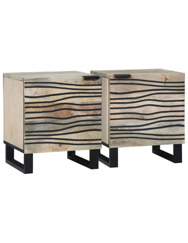 Armadio da Notte 2 pcs Bianco e Nero 40 x 33 x 46 cm