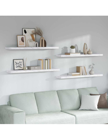 Scaffale da parete 4 pcs Marmo Bianco 120 x 23,5 x 4 cm