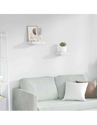 Scaffale da parete 2 pcs Marmo Bianco 23 x 23,5 x 4 cm