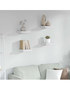 Scaffale da parete 4 pcs Marmo Bianco 23 x 23,5 x 4 cm