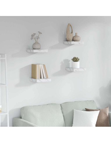 Scaffale da parete 4 pcs Marmo Bianco 23 x 23,5 x 4 cm