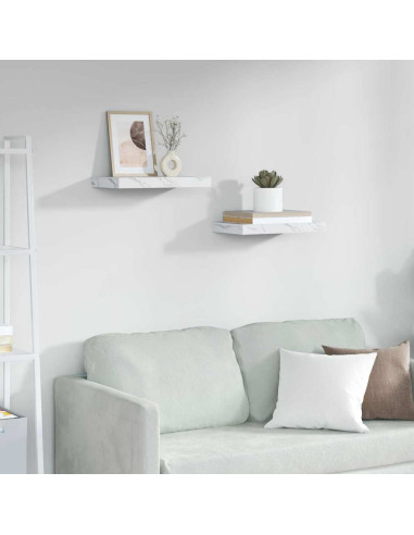 Scaffale da parete 2 pcs Marmo Bianco 40 x 23,5 x 4 cm