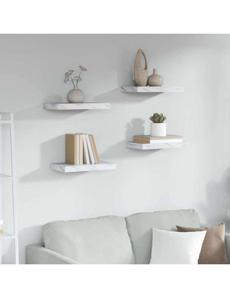 Scaffale da parete 4 pcs Marmo Bianco 40 x 23,5 x 4 cm