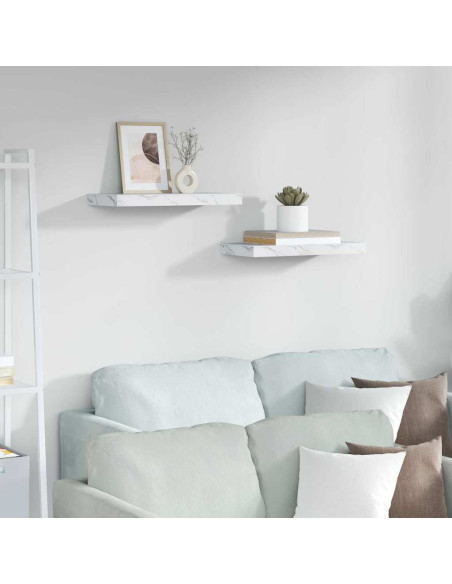 Scaffale da parete 2 pcs Marmo Bianco 50 x 23,5 x 4 cm