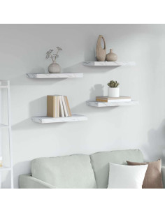 Scaffale da parete 4 pcs Marmo Bianco 50 x 23,5 x 4 cm