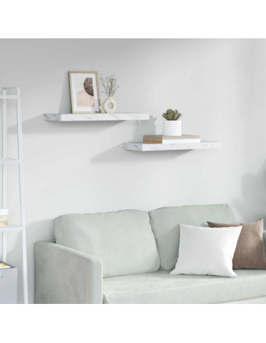 Scaffale da parete 2 pcs Marmo Bianco 60 x 23,5 x 4 cm