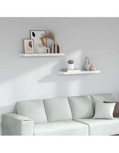 Scaffale da parete 2 pcs Marmo Bianco 80 x 23,5 x 4 cm