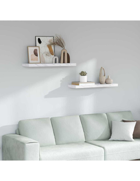 Scaffale da parete 2 pcs Marmo Bianco 90 x 23,5 x 4 cm