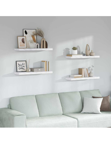 Scaffale da parete 4 pcs Marmo Bianco 90 x 23,5 x 4 cm