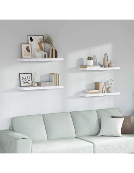 Scaffale da parete 4 pcs Marmo Bianco 90 x 23,5 x 4 cm