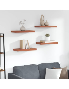 Scaffale da parete 4 pcs Rosso 50 x 23 x 4 cm Legno multistrato