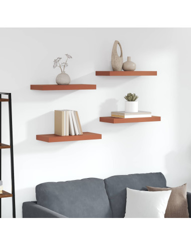 Scaffale da parete 4 pcs Rosso 50 x 23 x 4 cm Legno multistrato