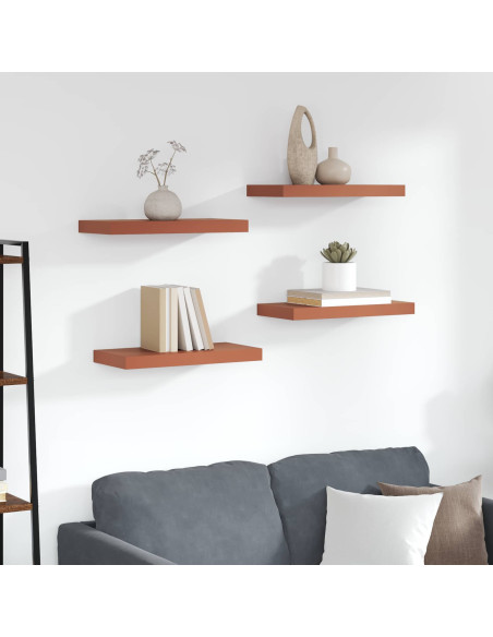 Scaffale da parete 4 pcs Rosso 50 x 23 x 4 cm Legno multistrato