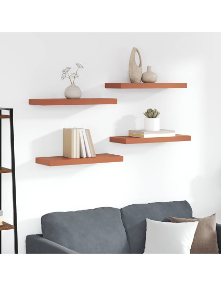 Scaffale da parete 4 pcs Rosso 60 x 23 x 4 cm Legno multistrato