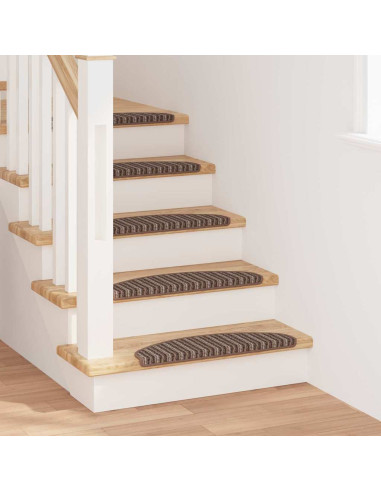 Tappetini per scale autoadesivi 15 pcs Marrone 65 x 21 x 4 cm