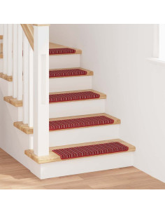 Tappetini per scale autoadesivi 15 pcs Rosso 65 x 21 x 4 cm