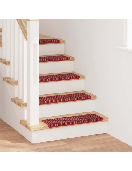 Tappetini per scale autoadesivi 15 pcs Rosso 65 x 21 x 4 cm