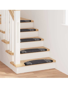 Tappetini per scale autoadesivi 15 pcs Antracite 65 x 21 x 4 cm