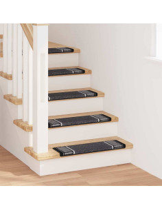 Tappetini per scale autoadesivi 15 pcs Antracite 65 x 21 x 4 cm