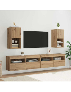 Mobiletti TV a parete 2 pcs Rovere artigianale
