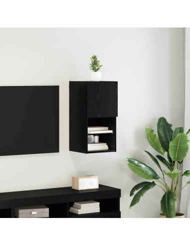 Mobile TV da Parete Rovere Nero 30,5 x 30 x 60 cm
