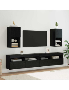 Mobiletti TV a parete 2 pcs Rovere Nero 30,5 x 30 x 60 cm