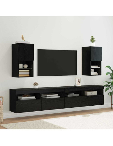 Mobiletti TV a parete 2 pcs Rovere Nero 30,5 x 30 x 60 cm