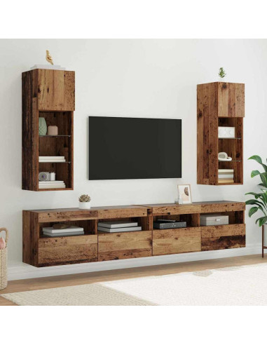 Mobiletti TV a parete 2 pcs Legno vecchio 30,5 x 30 x 90 cm