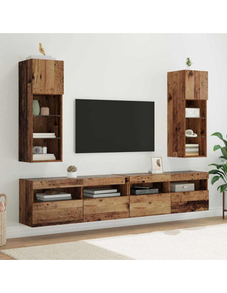 Mobiletti TV a parete 2 pcs Legno vecchio 30,5 x 30 x 90 cm