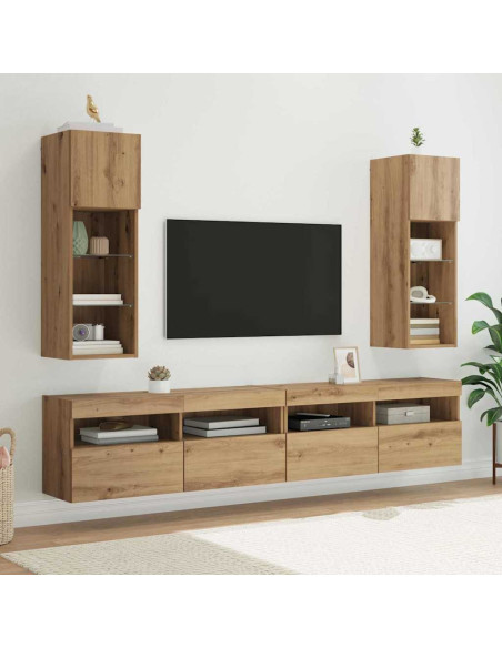 Mobiletti TV a parete 2 pcs Rovere artigianale